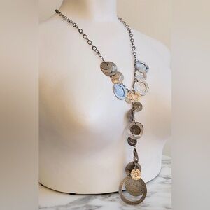 SILPADA Sterling Silver Necklace-Hammered Round Flat Rings/Disks-48g Never Worn